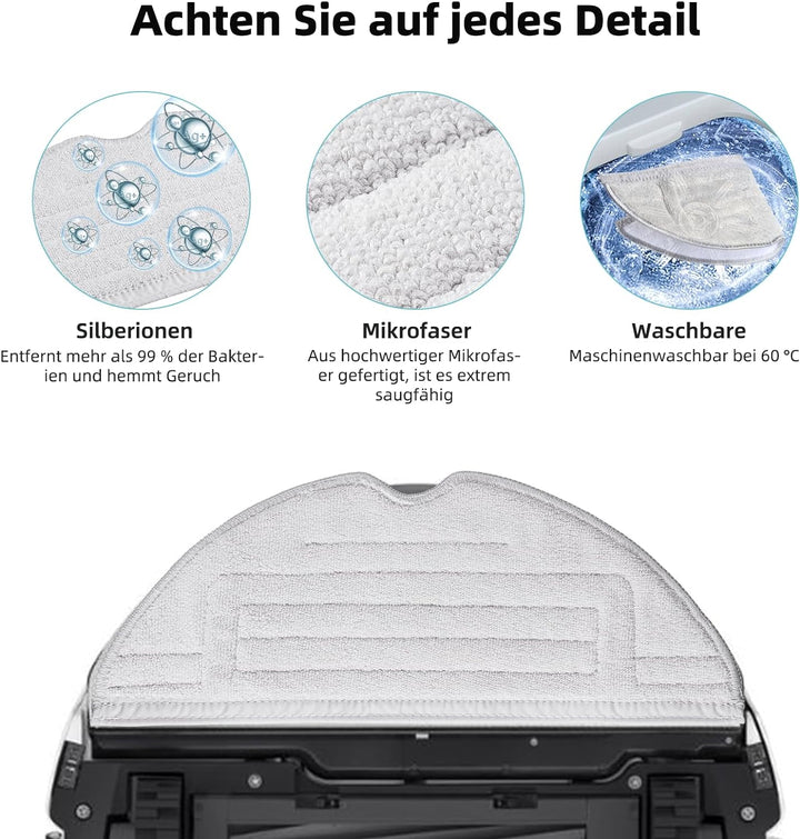 17 Stück Zubehör für Roborock S8 / S8+ Saugroboter mit 2 Hauptbürste 4 Wischtücher 4 Filter 6 Seiten