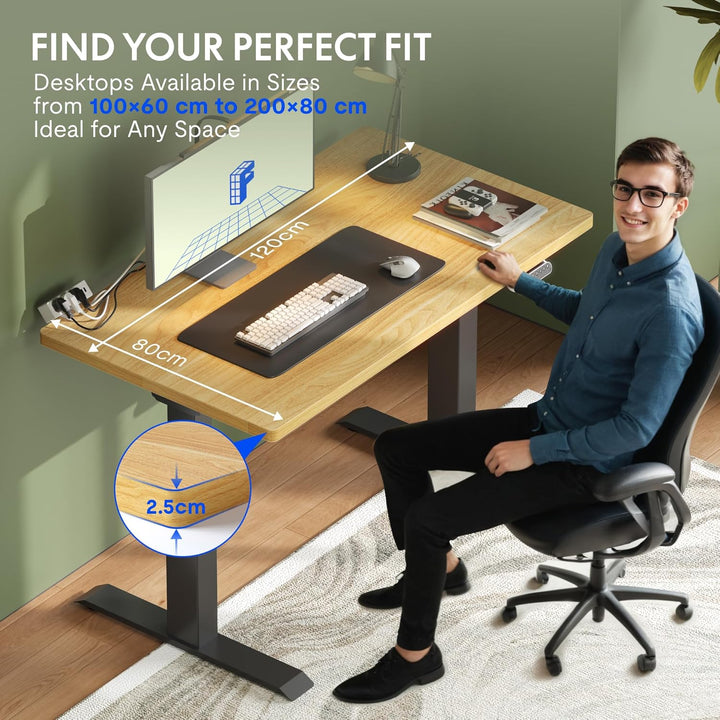 FLEXISPOT stabile Tischplatte 120x80 cm 2,5 cm stark - DIY Schreibtischplatte Bürotischplatte Spanho