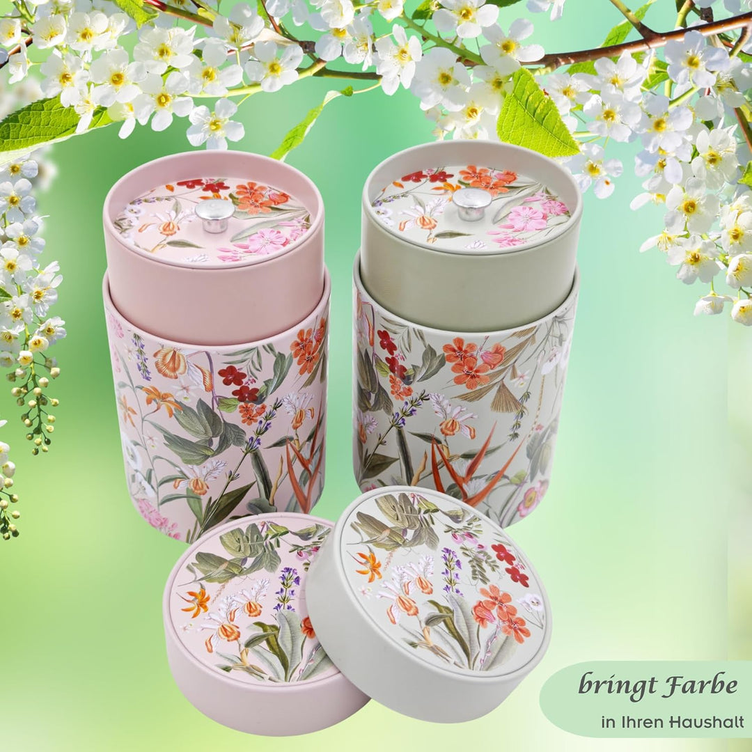 MediMuc Dose Mira 150g 2er Set - mit blumigen Motiven aufwendig lackiert, Stülpverschluss - Vorratsd
