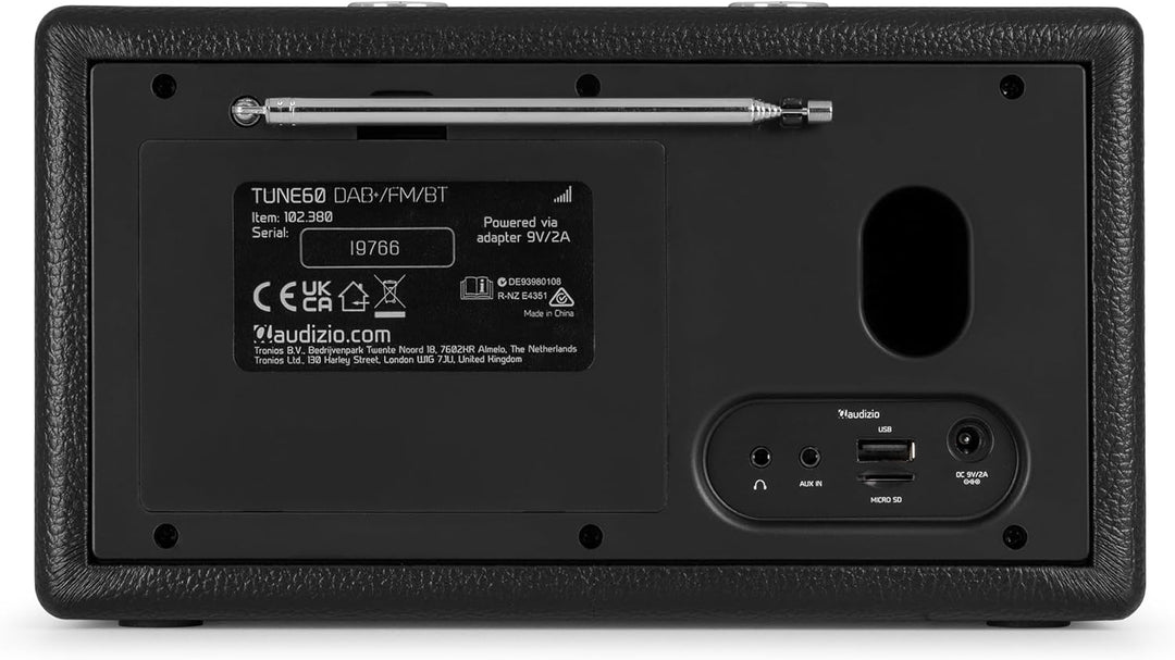 Audizio Tune60, DAB Radio mit Bluetooth Lautsprecher, Fernbedienung, FM, 40 Watt, Batterie- Netzbetr