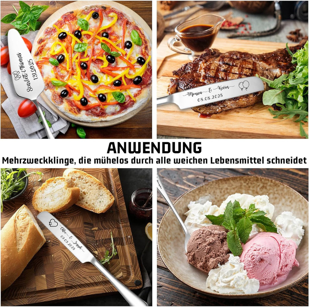 Personalisiertes Tortenmesser & Servierset mit individuellem Namen und Text - Tortenservierset & Hoc