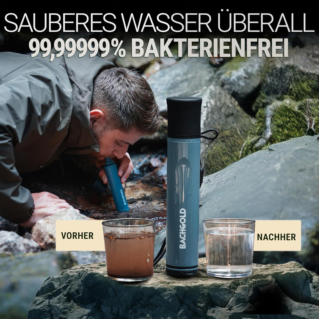 Bachgold Straw Wasserfilter Outdoor Survival – Ultraleichte Prepper Ausrüstung Liefert bis zu 500L F