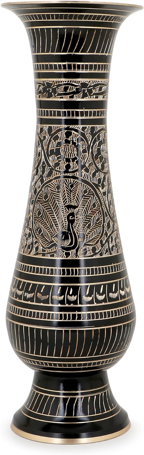 Zap Impex® Blumenvase aus Messing, Schnitzerei, für Zuhause, Büro, Wohnzimmer, Bett, Wandbild, Dekor