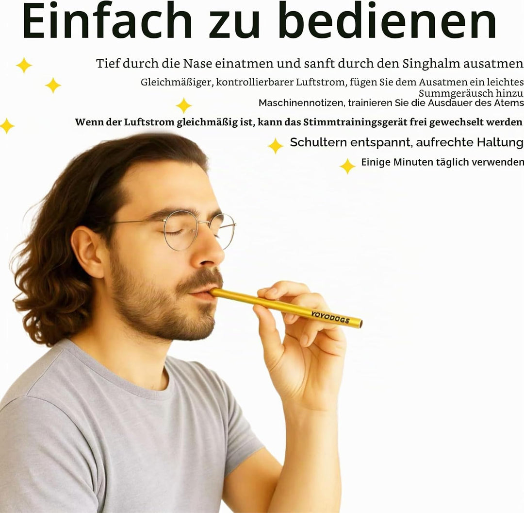 Sing-Strohhalm für Stimmtraining und Heilhilfewerkzeug, Gesangshalm-Stimmtrainer Metalltherapie-Werk