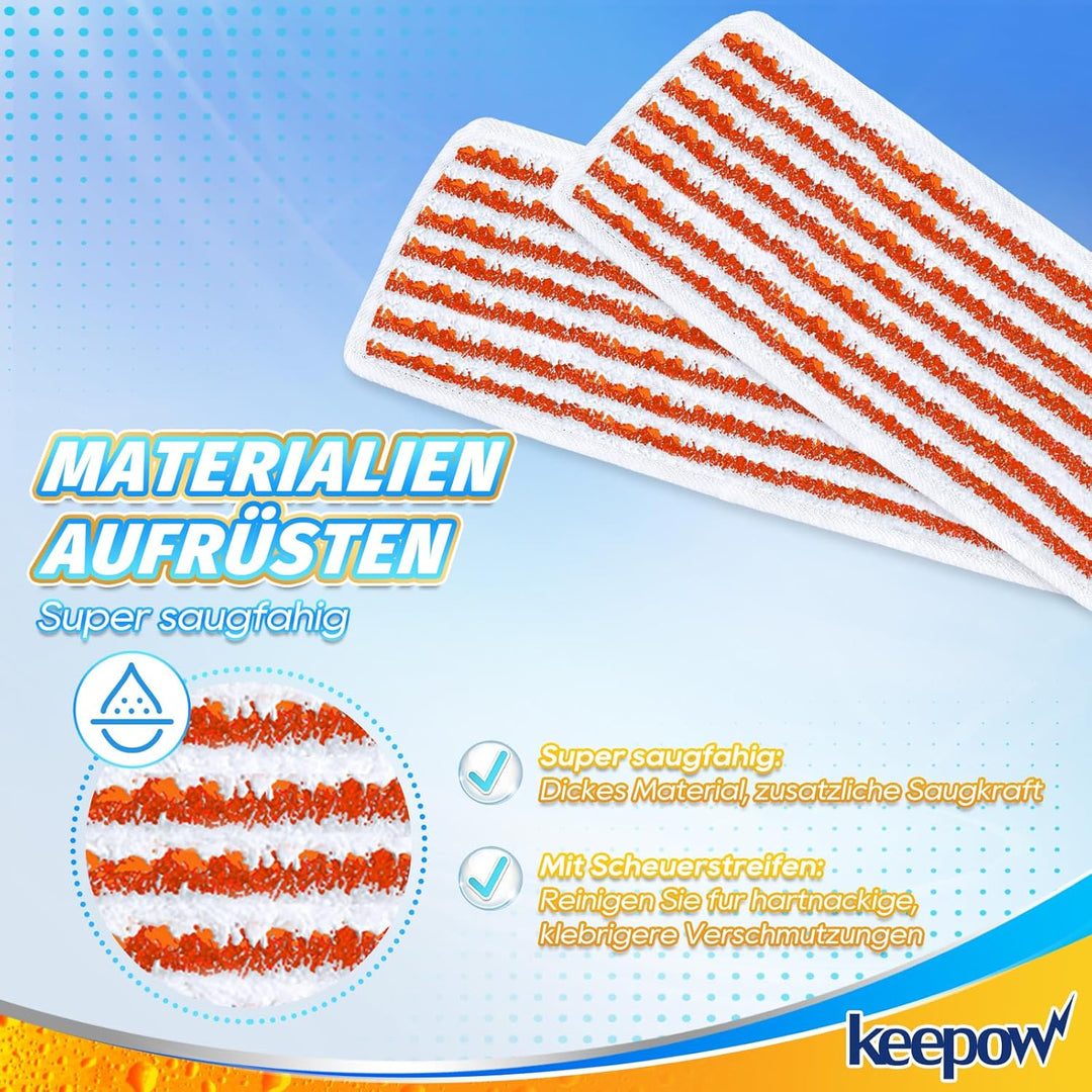 KEEPOW 8 Stück für Vileda Steam PLUS XXL Dampfreiniger Ersatzbezüge, Waschbar Ersatzbezug für Vileda