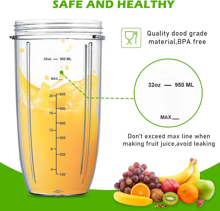 2 Stück Entsafter Ersatzbecher, 32oz Becher Kompatibel Für Nutribullet, 950ml Ersatzteil Entsafter-Z