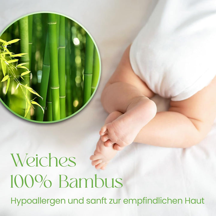Matratzenschoner 60x120 Baby Wasserdicht 100% Bambus Matratzenschutzbezug für Kinderbetten weiche At