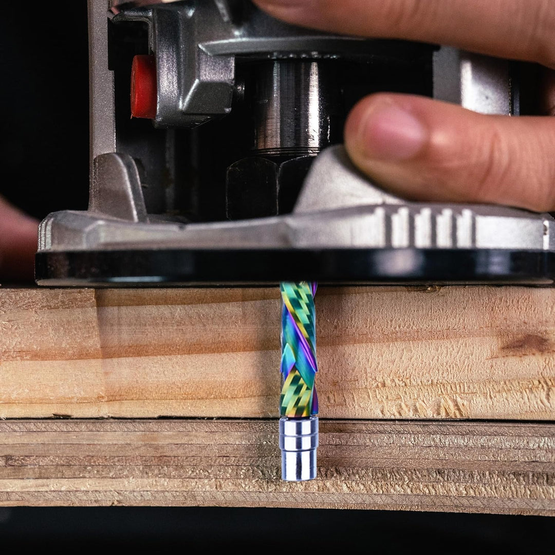 SpeTool Bündigfräser 8mm Schaft Spiralnutfräser Extra Lang Kopierfräser für Oberfräse Up&amp;Down Kompre