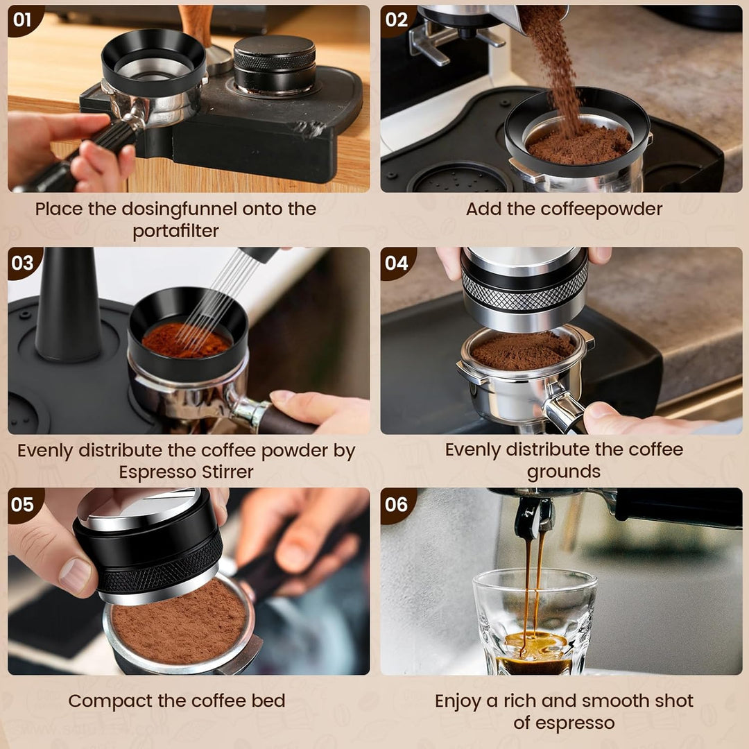 51 mm Barista Espresso Zubehör Set, 5-in-1 Siebträger-Set mit Kaffeeverteiler, Tamper & Leveler, WDT