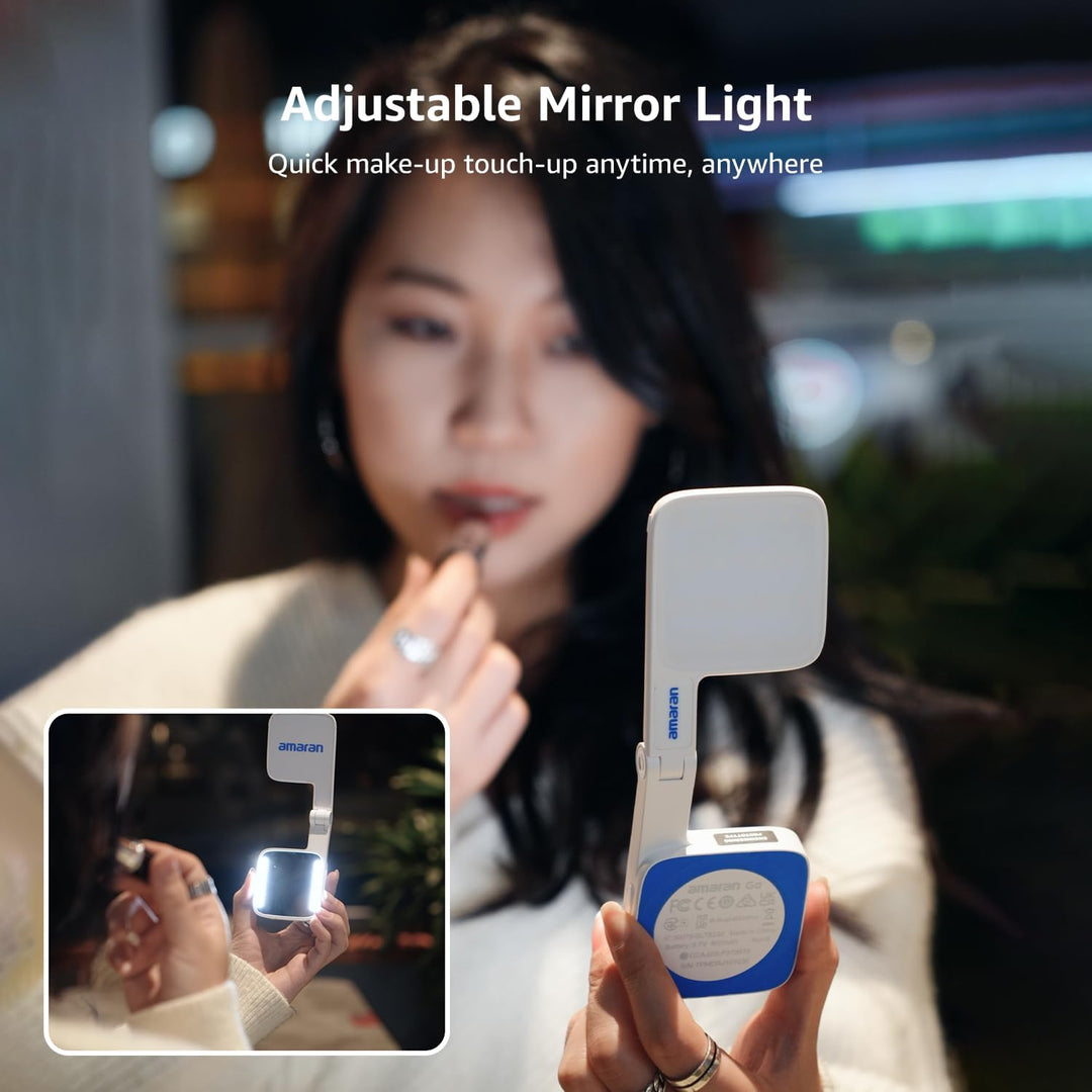 amaran Go Mini-Handylicht, Magnetische LED mit Dual-Spiegellicht, Einstellbare CCT von 2700K-6500K,
