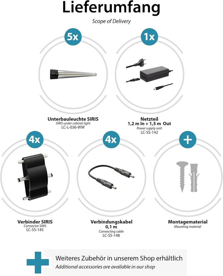 Parlat LED Unterbau-Leuchte SIRIS, flach, je 50cm, je 531lm, warm-weiss, 5er Set Lichtfarbe: Warmwei
