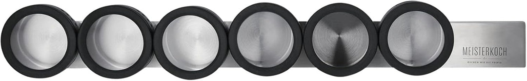 MEISTERKOCH Gewürzdosen-Set 6-teilig aus Edelstahl, 6 Gewürzdosen mit Glasdeckel und Ausschüttöffnun