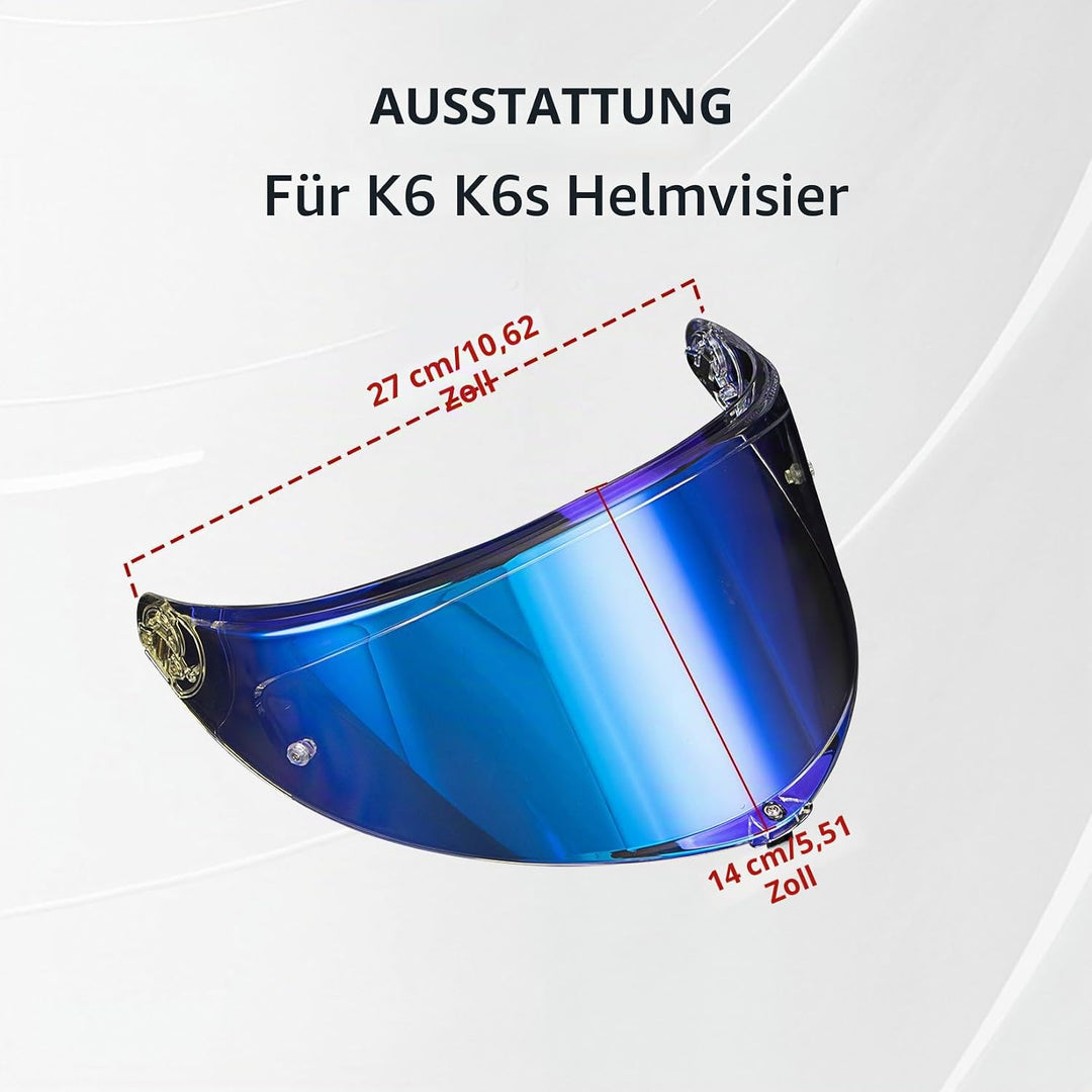 PSLER Helmvisier für K6 K6s - Helmgesichtsschutz Getöntes Visier Motorradhelm Zubehör Ersatz für K6