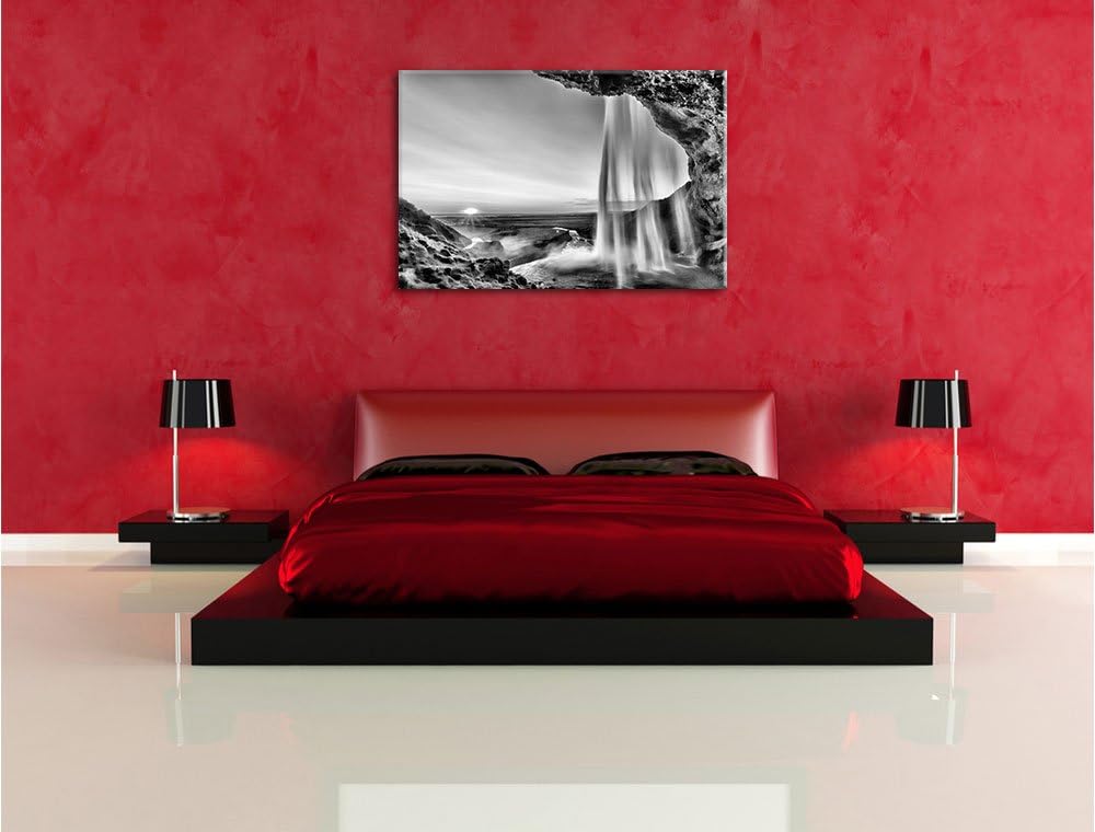 Pixxprint Grossartiger Wasserfall / 100x70cm Leinwandbild bespannt auf Holzrahmen/Wandbild Kunstdruc