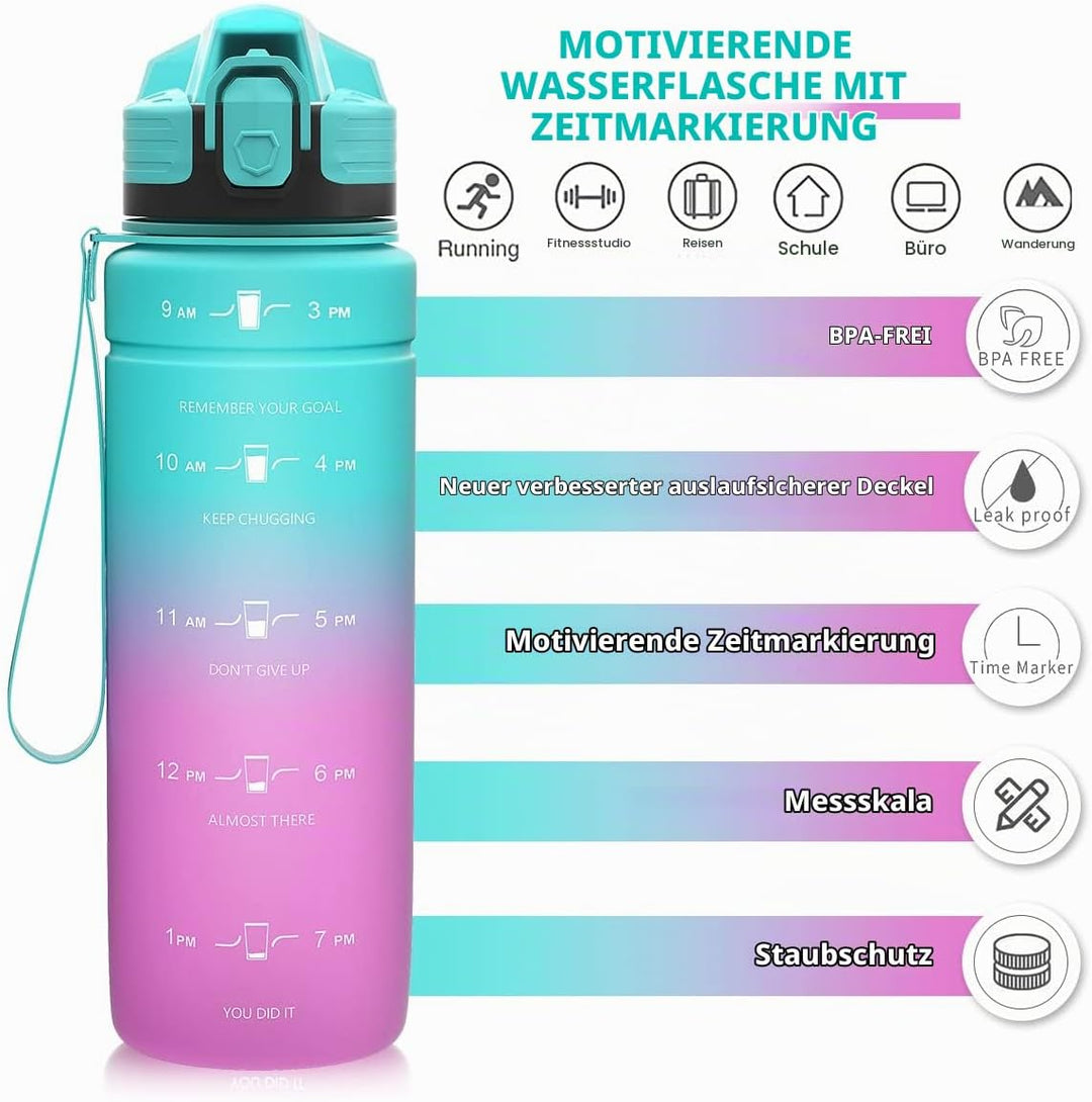 Zounich Trinkflasche Kinder Auslaufsichere 1L/700ml/500ml-BPA frei trinkflaschen Sport tritan Kunsts
