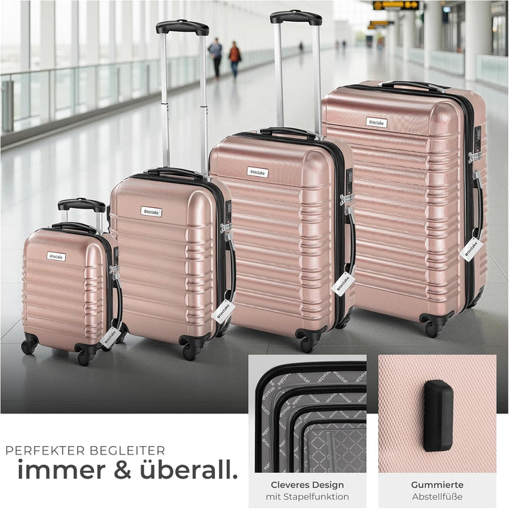 tectake®, 4tlg. Hartschalenkoffer Set, Reisekoffer Set mit Rollen, Hartschale aus ABS, Koffer Set mi