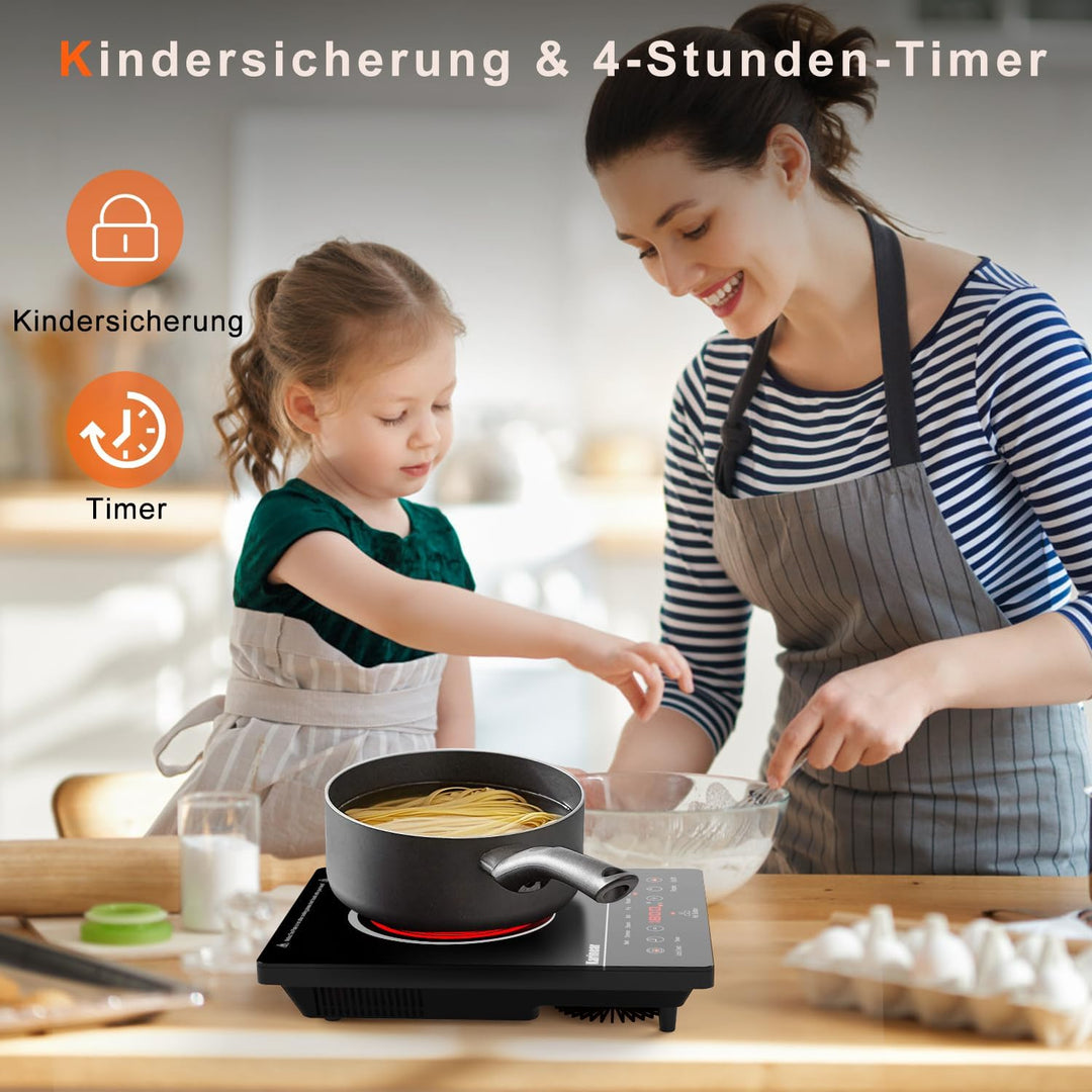 Karinear Glaskeramik Kochfeld 1 Platte Tragbar, 650 °C Max, Keramik Kochfeld Kochplatte 1er Freisteh
