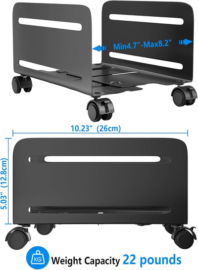CPU Ständer, AGPTEK Computer Tower Ständer mit 2 Feststellrädern und 2 Lenkrollen, UPC Stahl-Rollstä