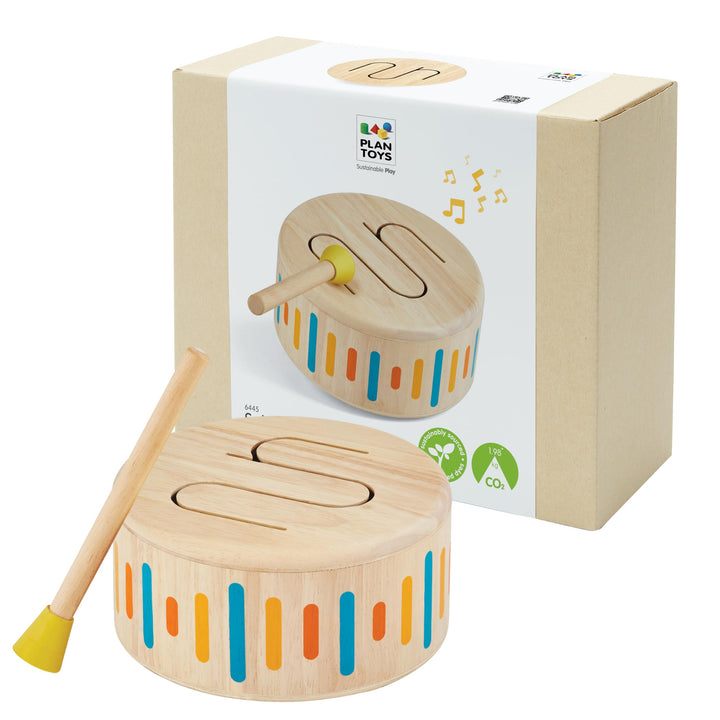 PlanToys Schlagzeug Kinder - Trommel Kinder - Musik Spielzeug ab 1 Jahr - Kindertrommel aus Holz - K