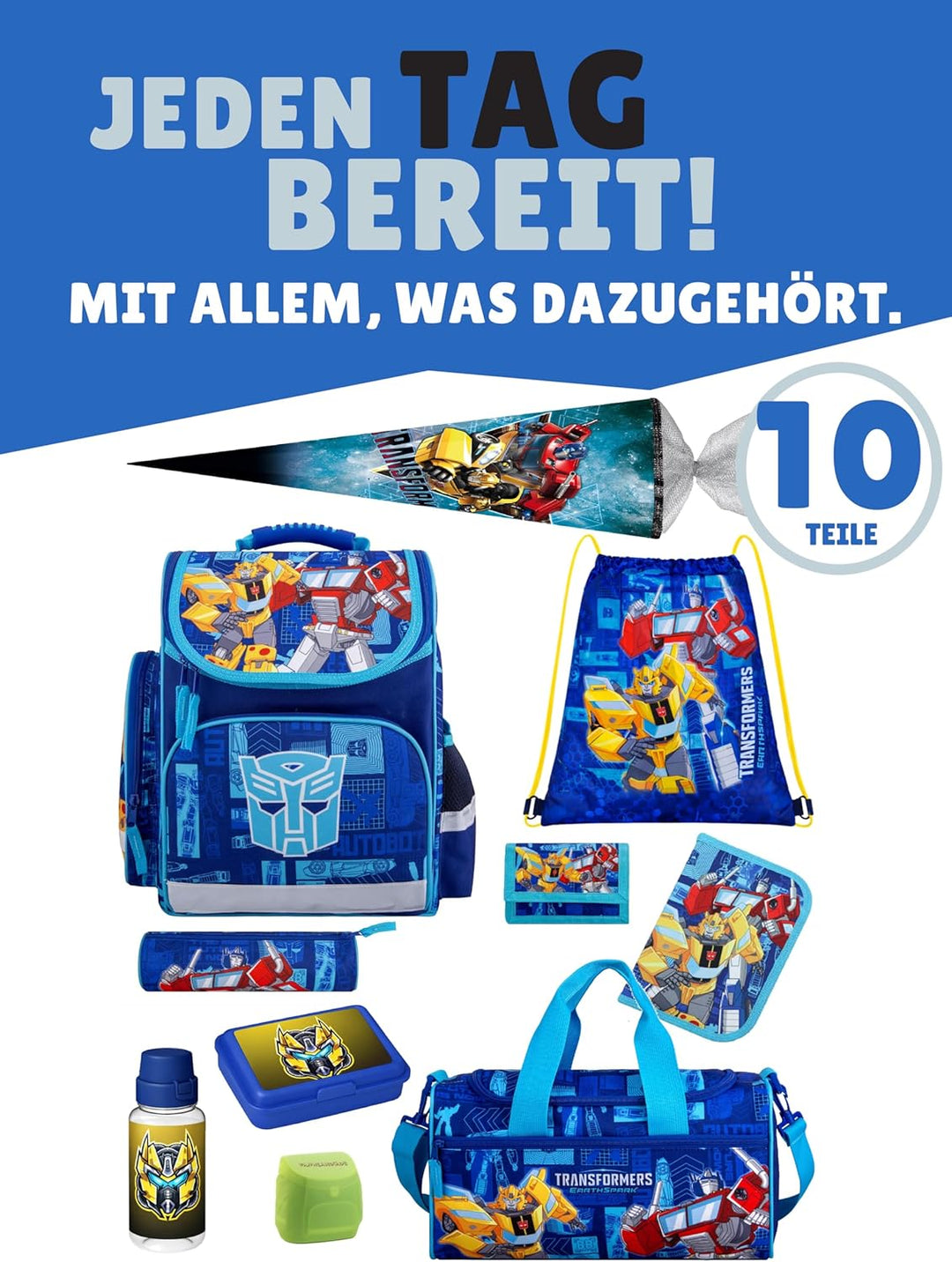 Familando Transformers Schulranzen 1. Klasse für Jungen und Mädchen · ergonomischer Tornister · Jung