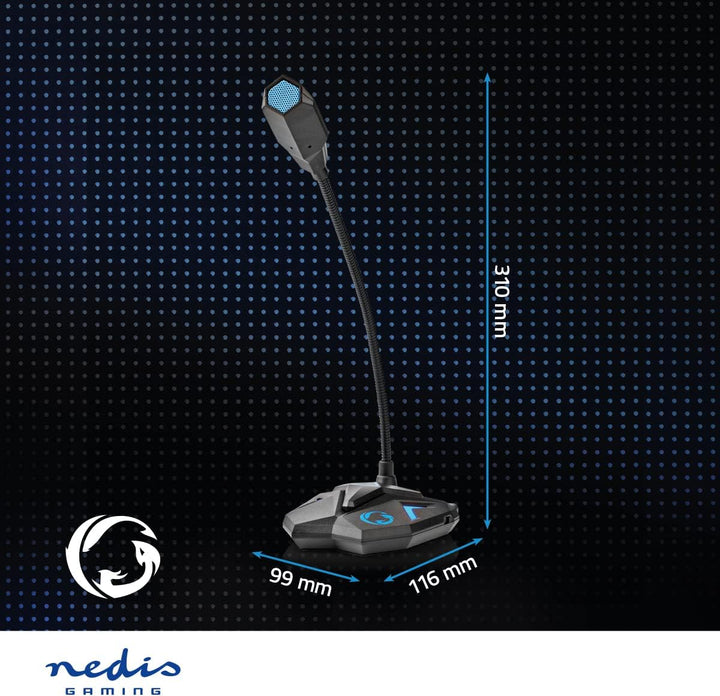 Nedis Desktop-Gaming-Mikrofon - 3,5-mm-Stereo-Audio-Stecker - USB - Schwanenhals - Stummschalttaste