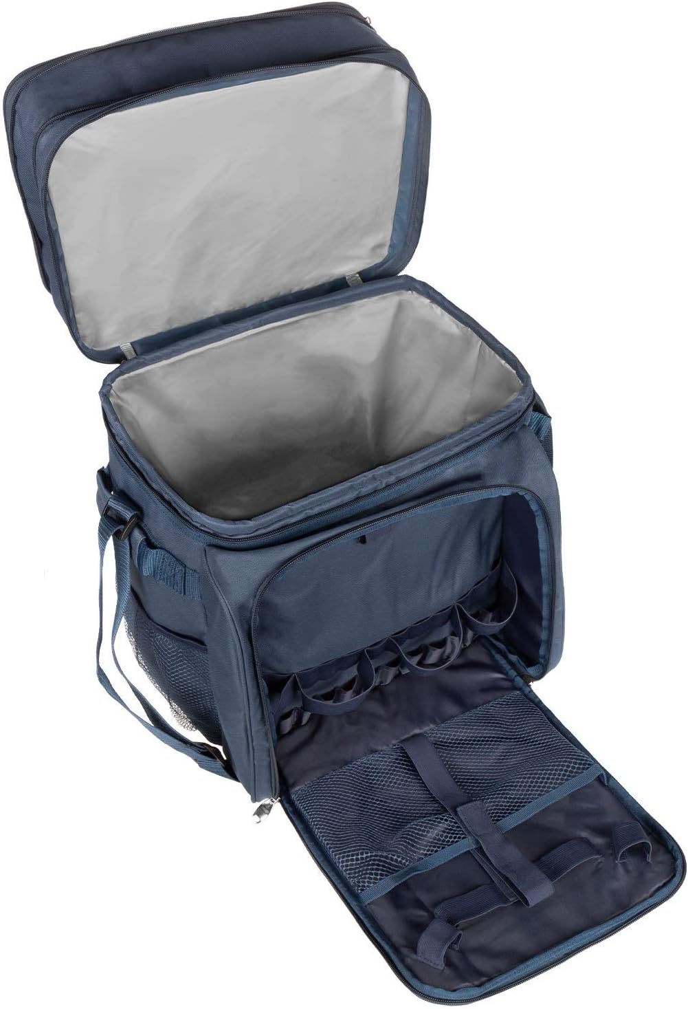 anndora Picknicktasche blau weiss Kühltasche inkl. Zubehör 4 Personen 29 Teile Navy Blau Weiss, Navy