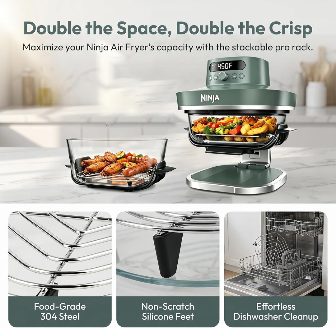 HAIWILL 2 Stück Ersatz Grillrost Edelstahl für Ninja CRISPi PRO XL AS090EU und FN101EU Airfryer Zube