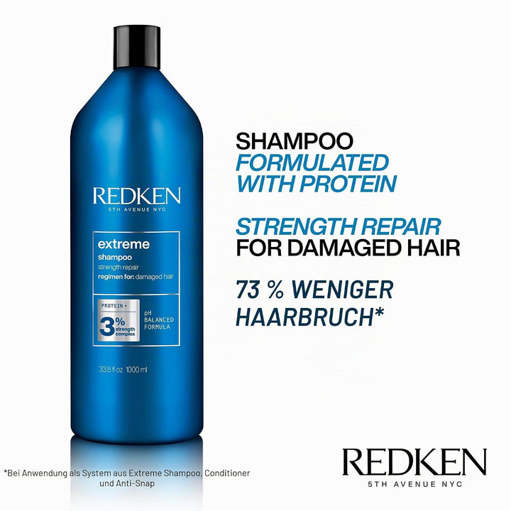 Redken Haarshampoo für sprödes und geschädigtes Haar, Anti Haarbruch, Mit Sojaproteinen, Ceramiden,