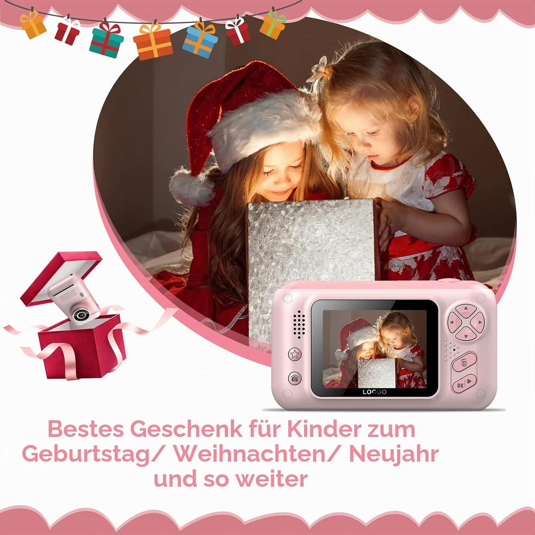 Andoer Kamerakinder, 1080P 40MP Digitalkamera Kinder mit Stativ, 2,4" IPS Bildschirm 180° drehbares