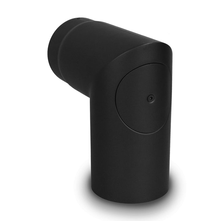 LANZZAS Ofenrohr Bogen 1x 90° Grad (Spitzbogen) mit Tür, im Durchmesser, DN Ø 150 mm, Farbe: schwarz