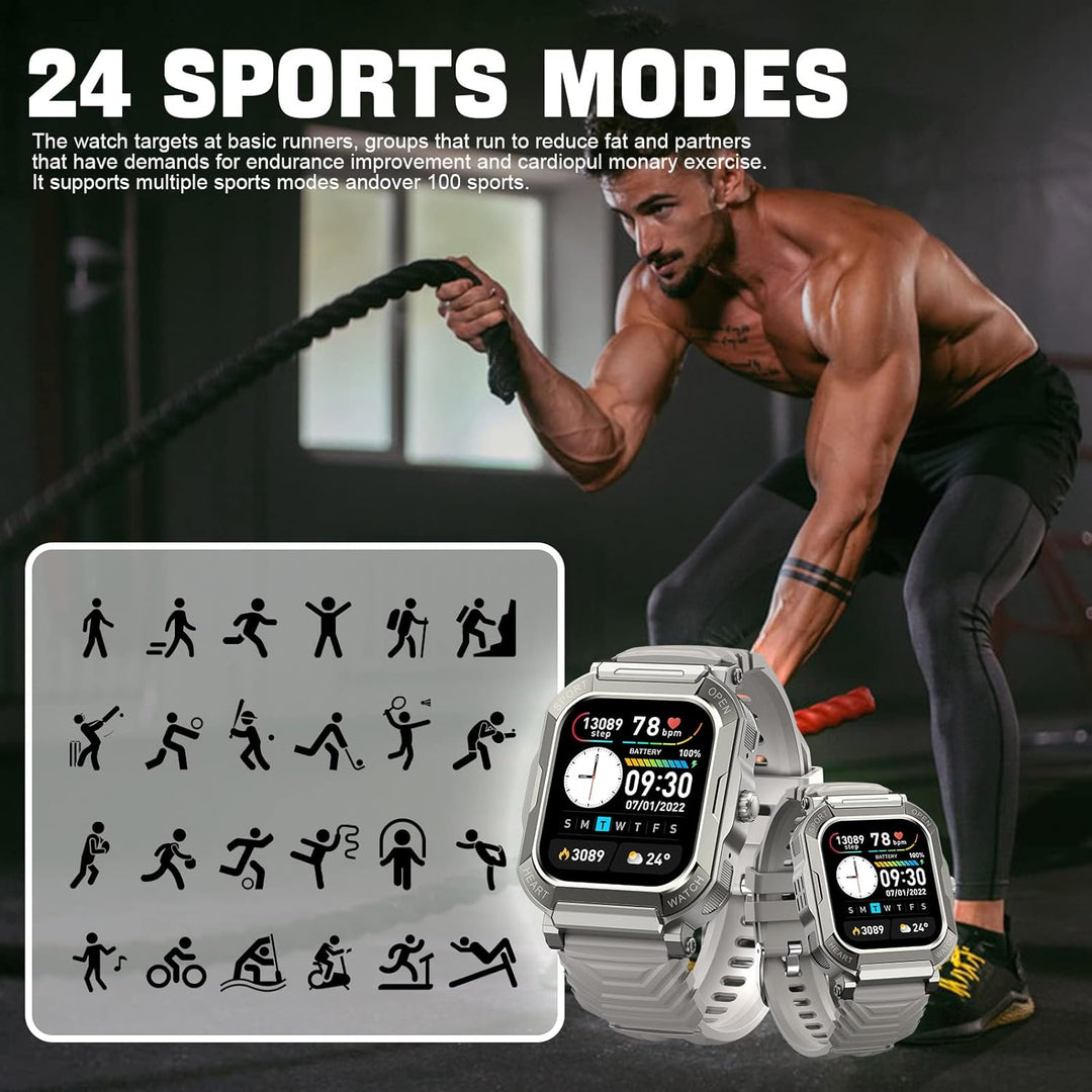 SUPBRO Smartwatch Herren Damen mit Telefonfunktion Fitnessuhr mit Bluetooth Anruf 1.91" HD Voll Touc