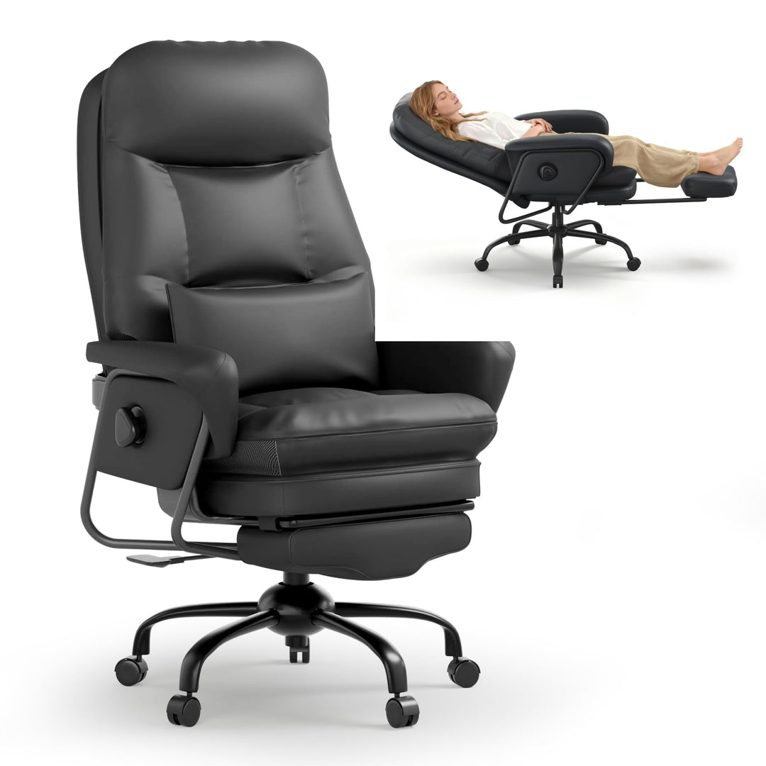 FLEXISPOT Luno Chefsessel Ergonomischer Bürostuhl mit Fussstütze | 160° Liegefunktion, Katzenkratzfe