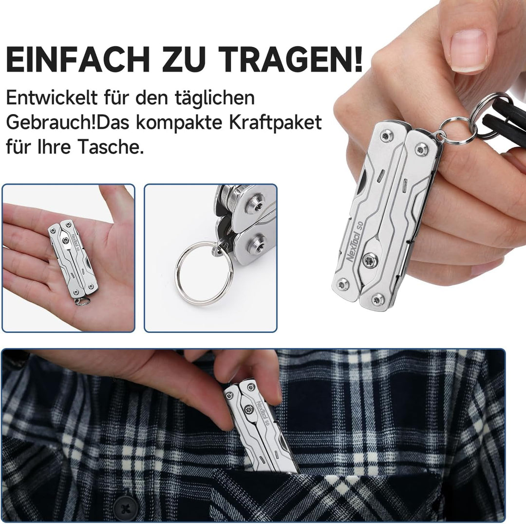 NexTool Multitool Mini Sailor Scissors S0,8-in-1 Micro Ultraleicht EDC Multitool für Schlüsselbund m