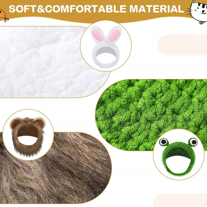 Weewooday 5 Stück Katze Hut Kostüme Süsse Löwenkostüm für Katzen Hase Kaninchen Hut mit Ohren Lustig