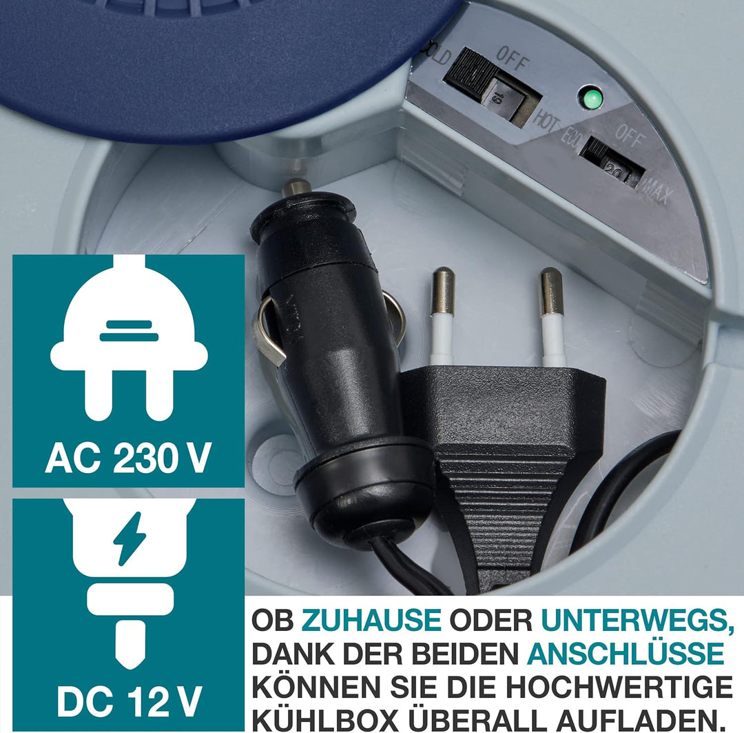 TOM 2in1 XXL Kühlbox 40l mit Kühl- und Heizfunktion – elektrische Coolbox mit Rollen – 230V & 12V St