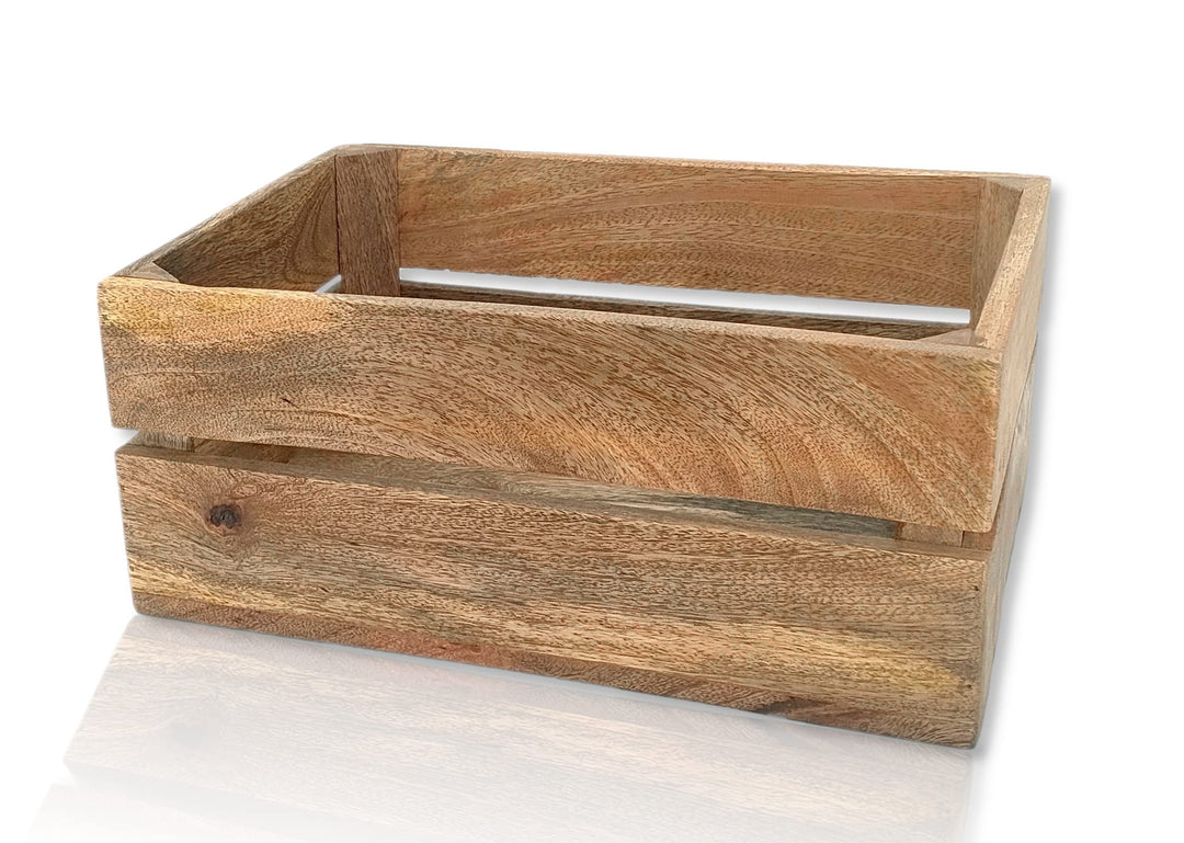 DARO DEKO Holz Kiste natürlich braun 41 x 31cm Vintage Aufbewahrungsbox Obstkiste Weinkiste Holzkist