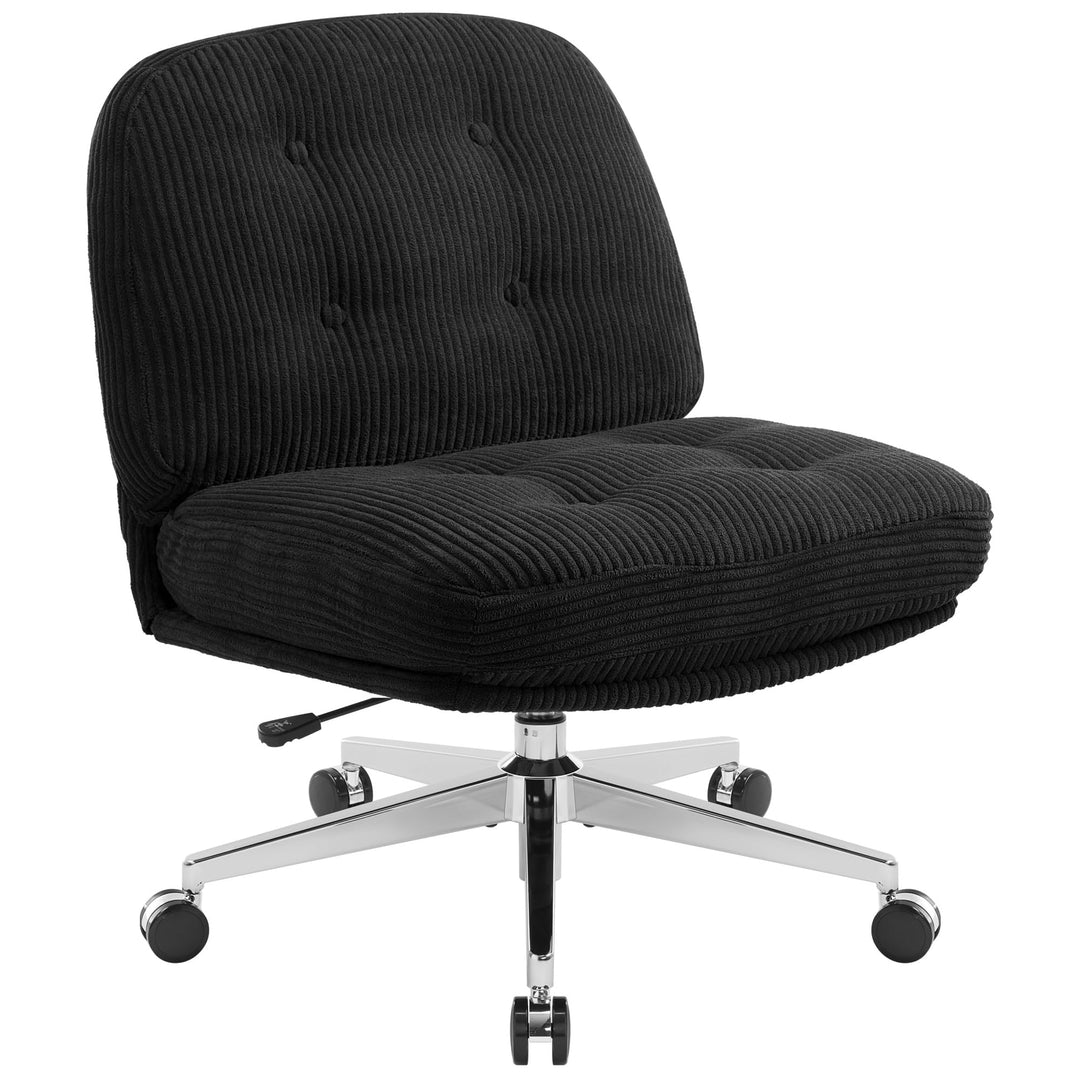 IWMH Bürostuhl ohne Armlehne, Sessel Wohnzimmer mit gekreuzten Beinen, Ergonomischer Drehstuhl mit E