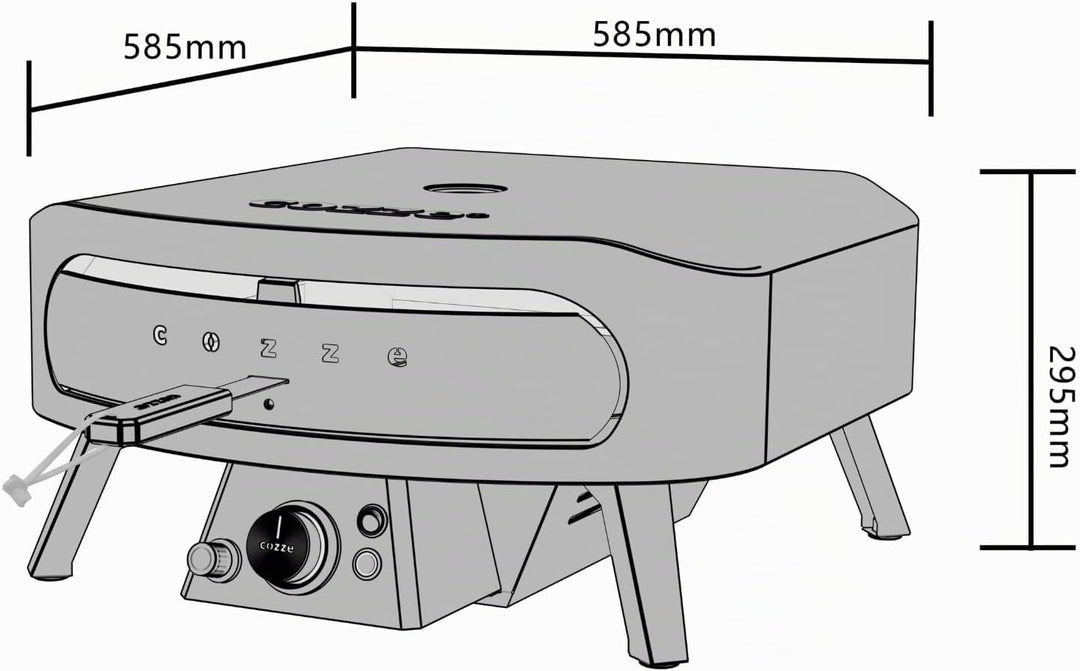 cozze Pizzaofen, Gas, Rotationsstein, 43 cm, Schwarz, Ø 43 cm, Pizzaofen für den Aussenbereich, 600