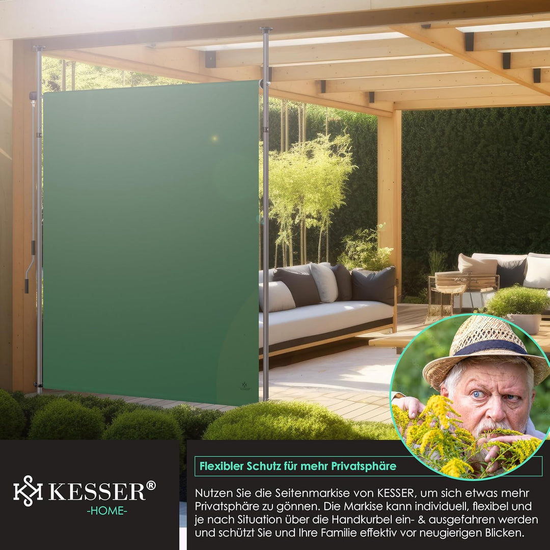 KESSER® Klemmmarkise Senkrechtmarkise 200x310cm Ausziehbar & Blickdicht Vertikalmarkise mit Handkurb