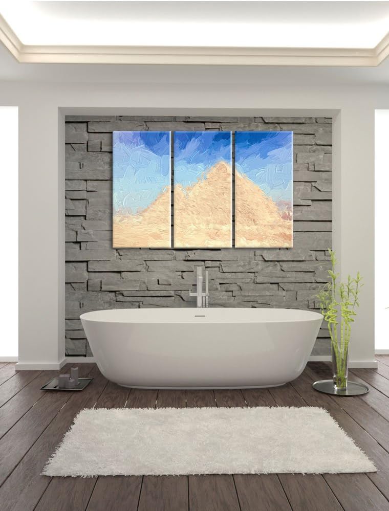 Pixxprint Pyramiden von Gizeh in Ägypten als Leinwandbild/Grösse: 3 Teilig (120x80) cm/Wandbild/Kuns