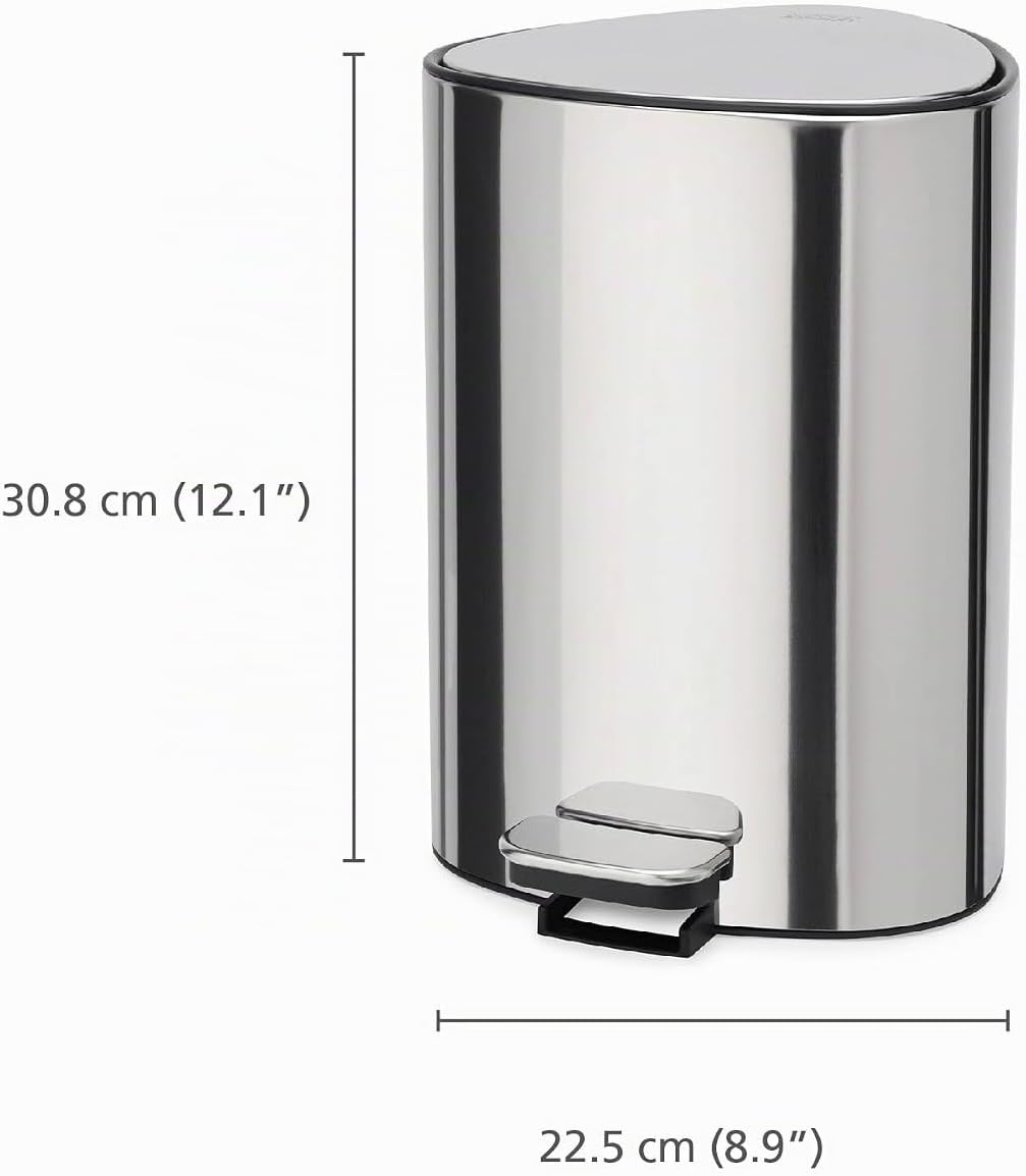 Joseph Joseph EasyStore Luxe 5l Edelstahl Treteimer mit Müllbeutel, Absenkautomatik Deckel, herausne