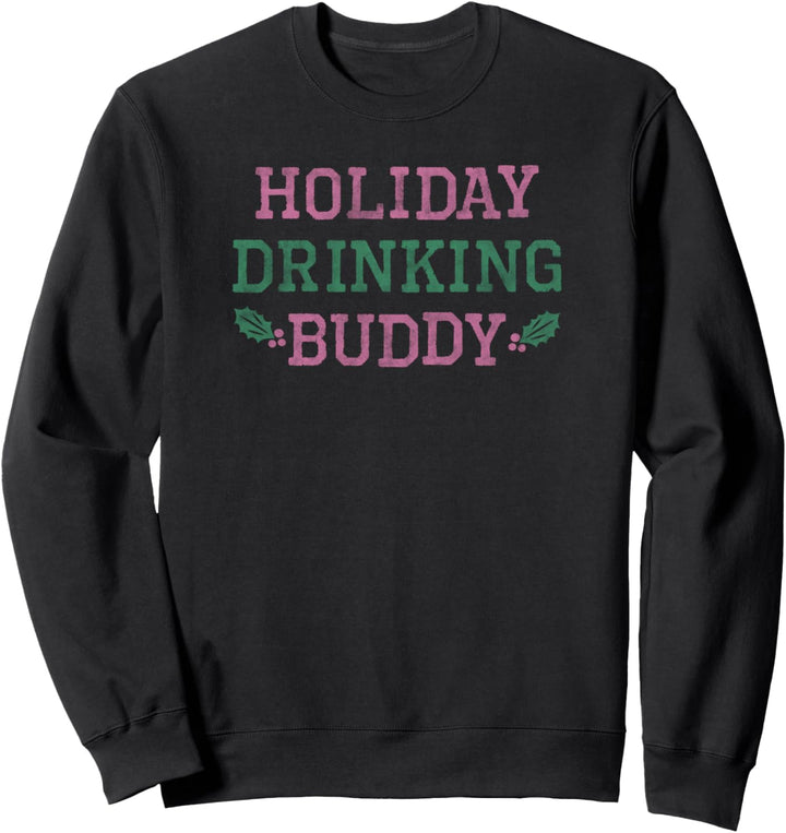 Trendy Christmas Holiday Drinking Buddy Mistletoe Icons Sweatshirt