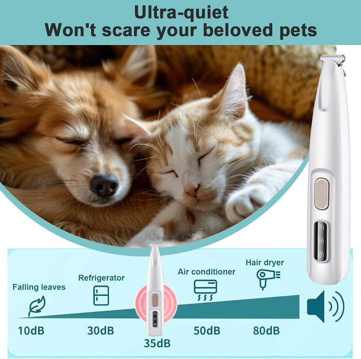 Pfotentrimmer für Hunde & Katzen,Extra Leiser Haarschneider mit LED Licht, Kabellos & Wiederaufladba