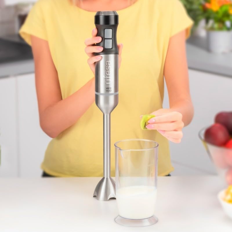 Ufesa BP4652 Vario 1200 Max Stabmixer, Leistung 1200 W, 20 Geschwindigkeiten + Turbo, Edelstahlgehäu