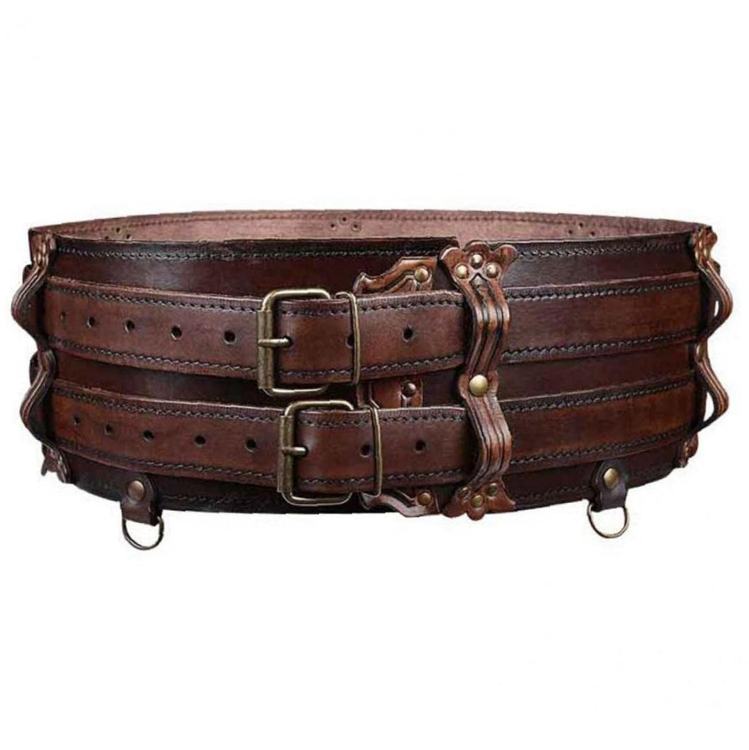 Onsinic Leder Bund Mittelalterlicher Abenteurer Gurt Gürtel Doppelband Taillenbänder Steampunk Gesch