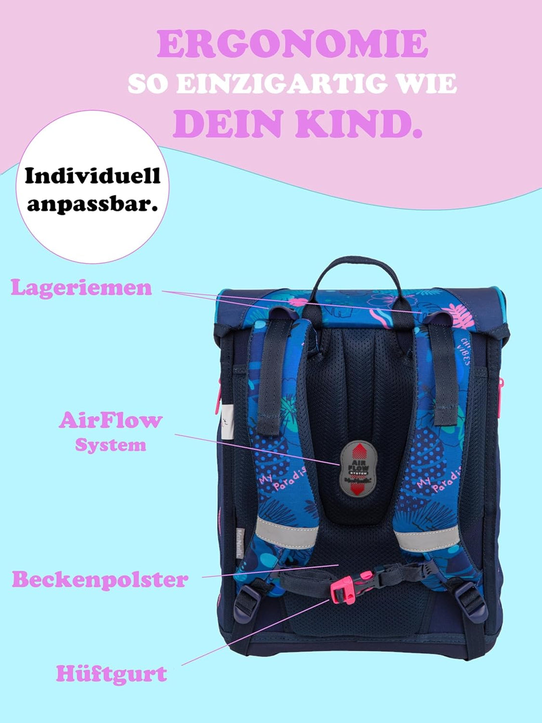 Familando McNeill Mädchen Schulranzen 1. Klasse · Disney Lilo & Stitch · ergonomischer Tornister · S