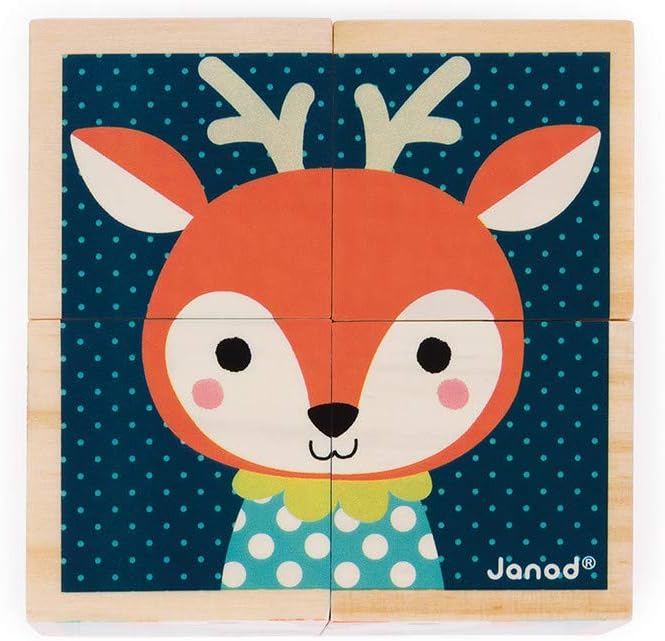Janod J08000 My First Wooden Blocks, Forest Portraits Waldfiguren, Waldfiguren