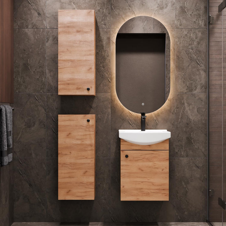 Planetmöbel Waschtischunterschrank 45cm Gold Eiche Ohne Wasserhahn Gold Eiche, Ohne Wasserhahn Gold