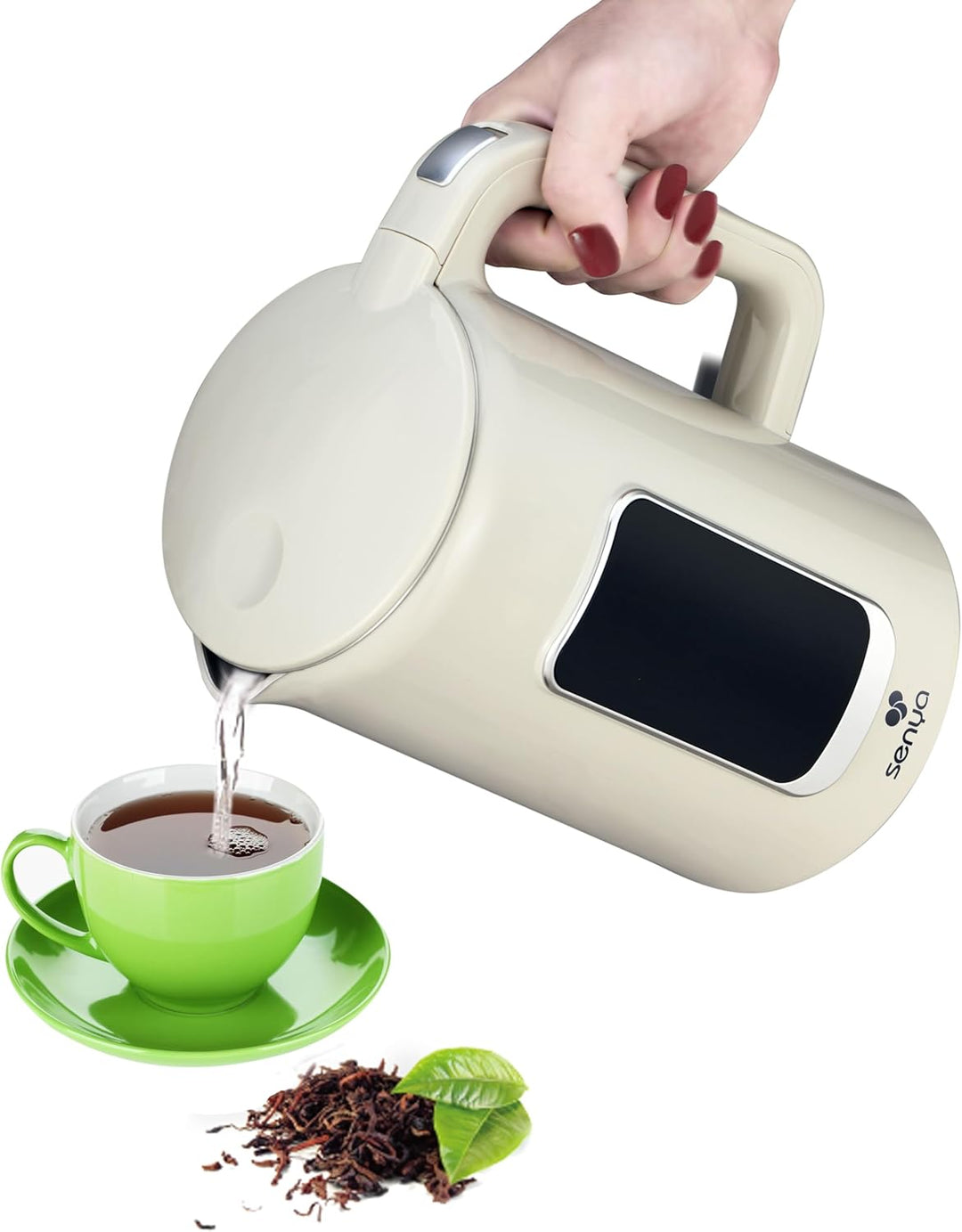 SENYA Elektrischer Wasserkocher 1,7 l Edelstahl – einstellbare Temperatur 40 – 100 °C – LCD-Display