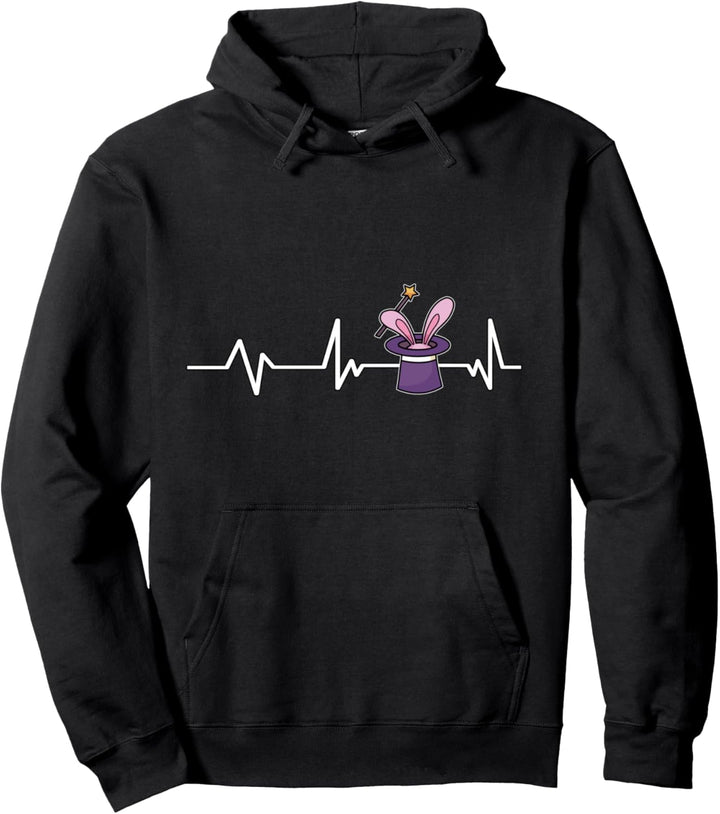 Kaninchen aus dem Hut zaubern Herzschlag Zauberer Magier Pullover Hoodie